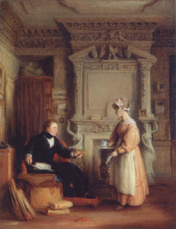 Interior with a portrait of Fohn Sheepshanks, Mulready, William